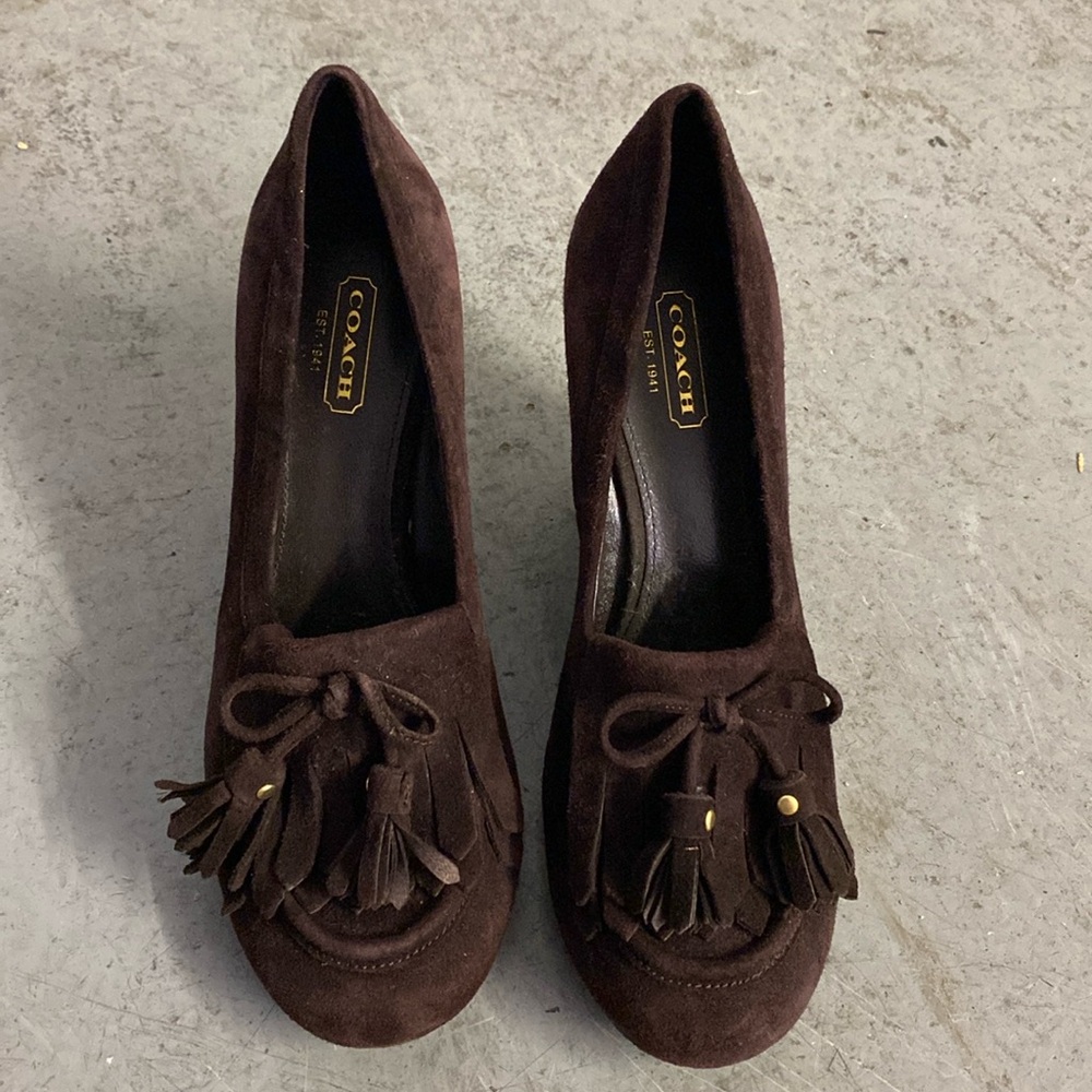 Coach Brown Wedges with Suede Finish